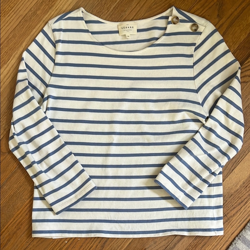 Sézane Striped Blue and White Top